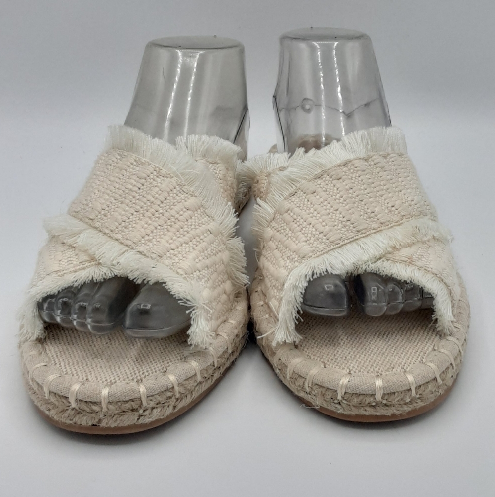 H&M Espadrille Slip-On Slide With Fringe Trim Crossover Foot Strap Size 9. View 6